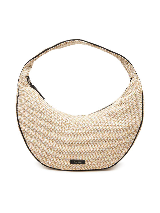 Geantă Calvin Klein Pinched Raffia Large Shoulder Ba LV04F3060G Bej
