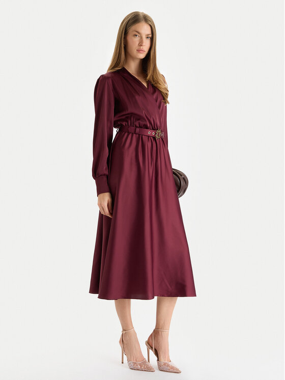 Rinascimento Rinascimento Cocktail obleka CFC0125426003 Bordo rdeča Regular Fit