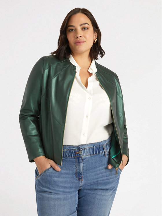 Fiorella Rubino Fiorella Rubino Giacca in similpelle R341T001190N015 Verde Slim Fit