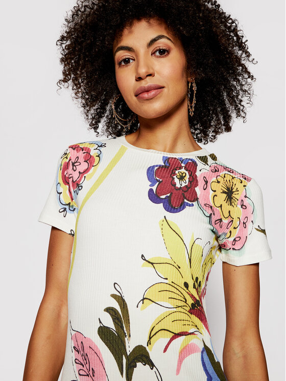 Desigual Desigual Rochie de vară Alifornia 21SWVK36 Alb Slim Fit