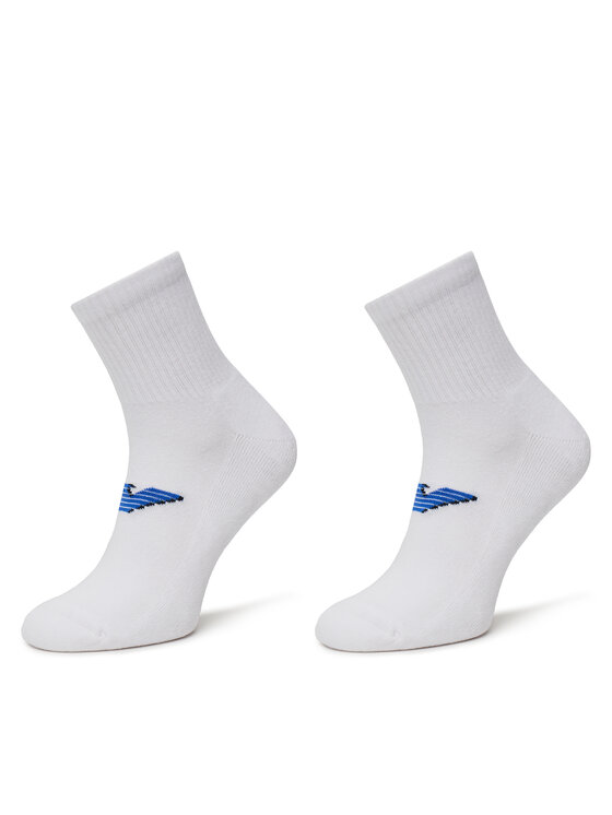 Set de 2 perechi de șosete medii pentru bărbați Emporio Armani EM000540 AF12299 M0082 Alb