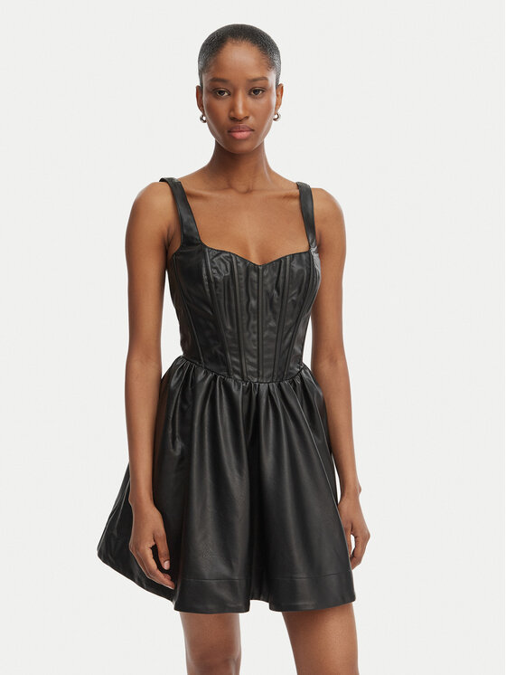 Bardot Bardot Rochie din imitație de piele Savoy 60114DB Negru Regular Fit