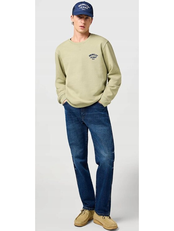 Wrangler Wrangler Bluza Small Logo Crew Zielony Regular Fit