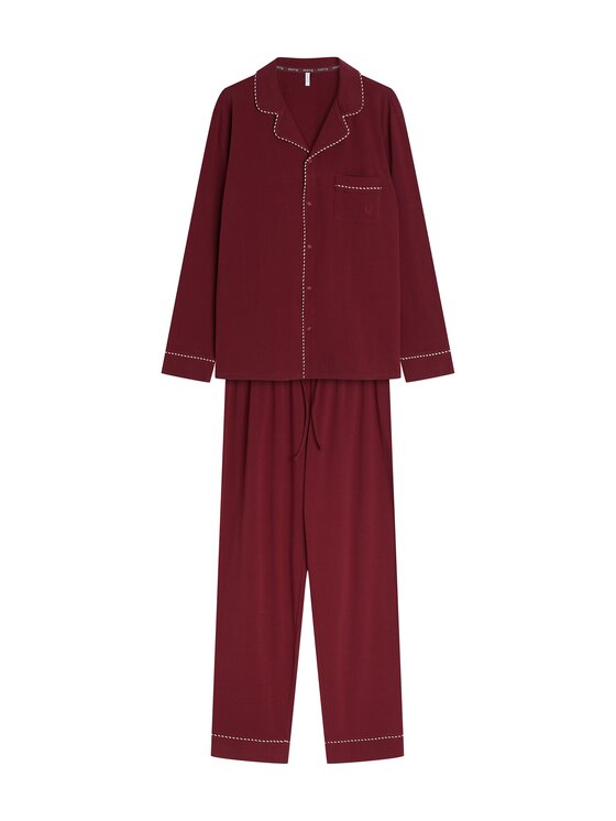 Esotiq Esotiq Piżama 46410 Bordowy Relaxed Fit