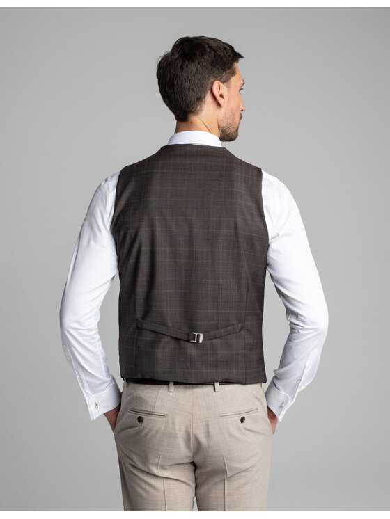 Borgio Borgio Kamizelka garniturowa Venosa Brązowy Slim Fit