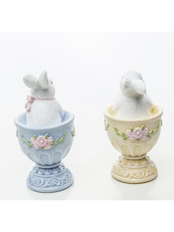 MIAhome MIAhome Figurka 2 króliczki w kolorowych kieliszkach 9,5x5x5 cm Kolorowy