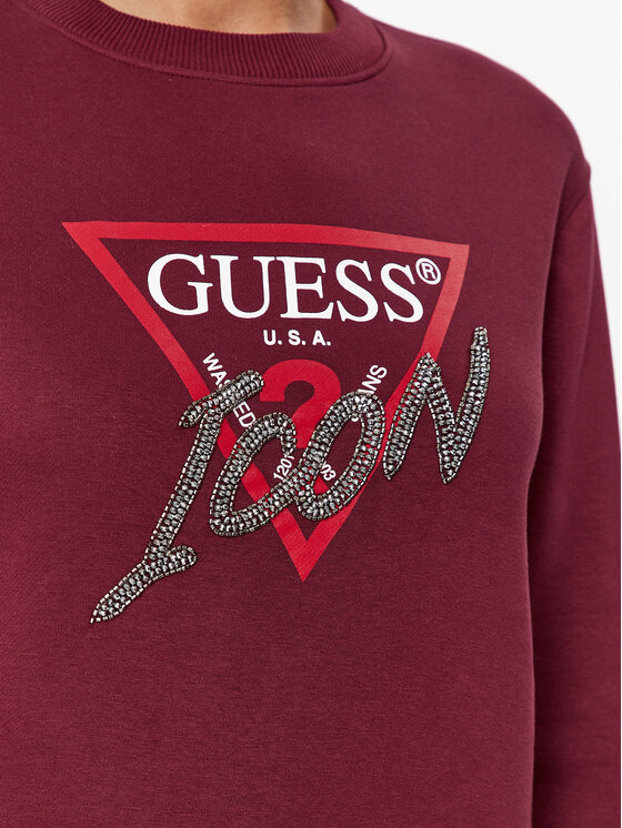 Guess Guess Majica dugih rukava W3BQ14 KB681 Tamnocrvena Regular Fit