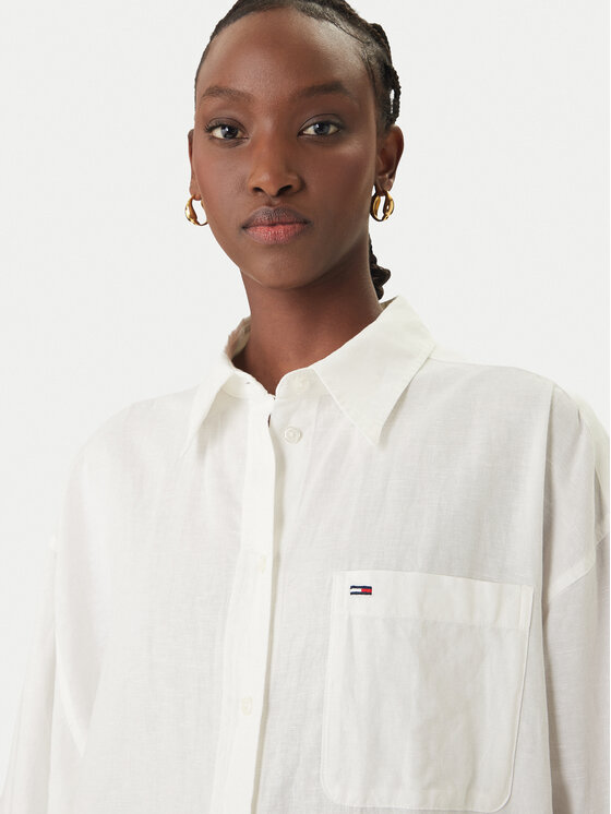 Tommy Jeans Tommy Jeans Φόρεμα πουκάμισο DW0DW22344 Λευκό Relaxed Fit