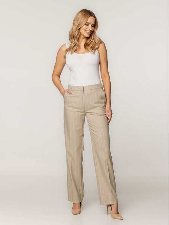 Willsoor Willsoor Spodnie materiałowe 67932 Beżowy Regular Fit