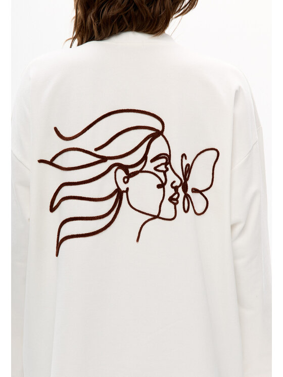 Mirons Mirons Longsleeve Print Biały Oversize