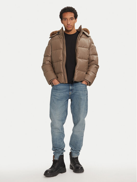 Guess Guess Bunda z imitace kůže M4BL33 WGJB0 Hnědá Regular Fit