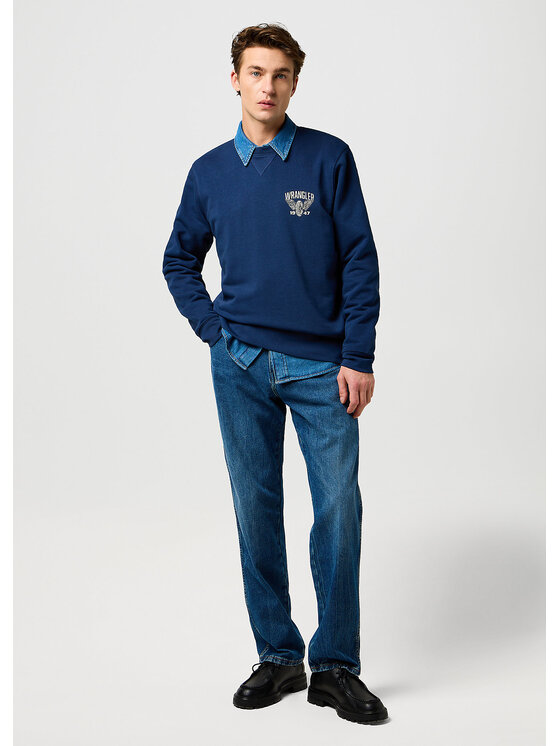 Wrangler Wrangler Felpa Americana Crew Blu Comfort Fit