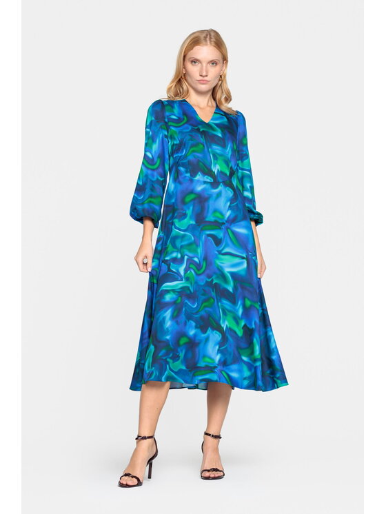 EMOI EMOI Sukienka koktajlowa midi w zjawiskowych kolorach Niebieski Feminine Fit