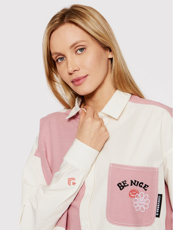 Camicia Color-Blocked 10022971-A01 Beige Oversize
