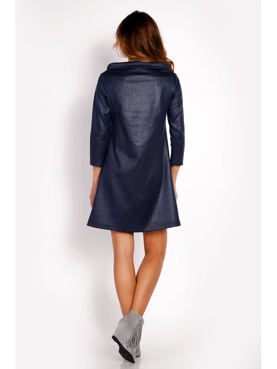 Awama Awama Sukienka codzienna L006 Granatowy Basic Fit