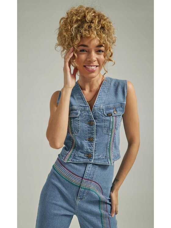 Lee Lee Kamizelka Pride Rainbow Vest Niebieski Basic Fit