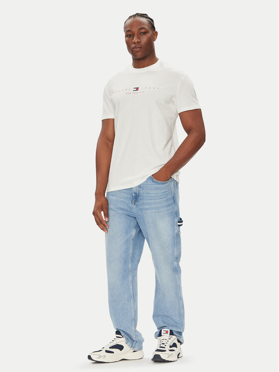 Tommy Jeans Tommy Jeans T-krekls Flag Linear DM0DM21911 Balts Regular Fit