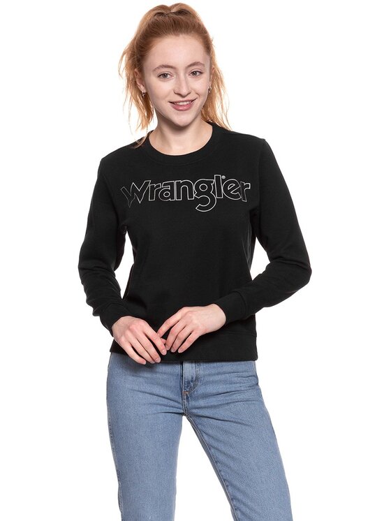 Wrangler Wrangler Bluza CREW SWEAT Czarny Regular Fit