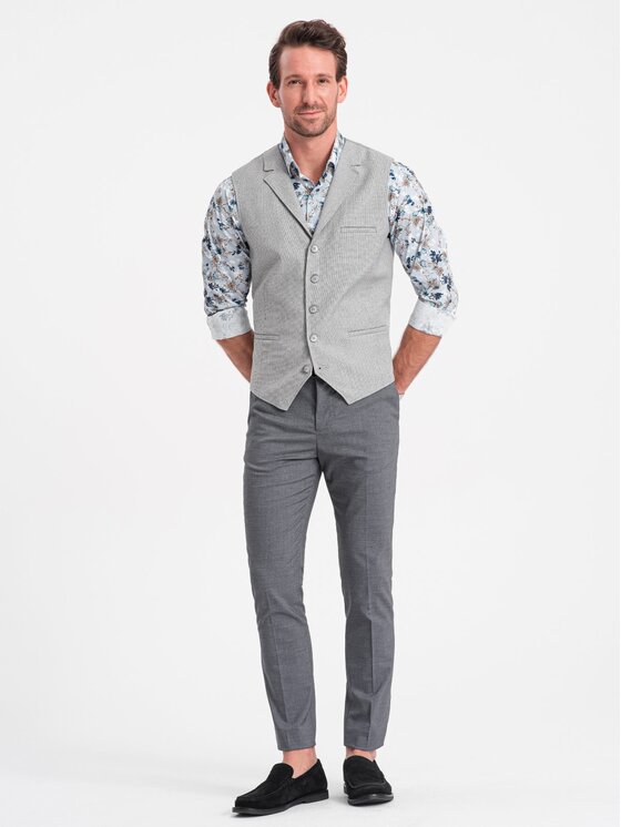 Ombre Ombre Kamizelka OM-BLZV-0109 Szary Fitting Fit