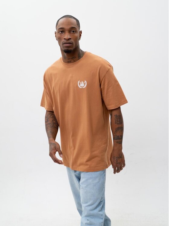 Jigga Wear Jigga Wear T-Shirt Szeroka luźna Laur korona 130024 Brązowy Oversize