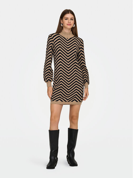 ONLY ONLY Úpletové šaty Julia 15366284 Hnědá Regular Fit