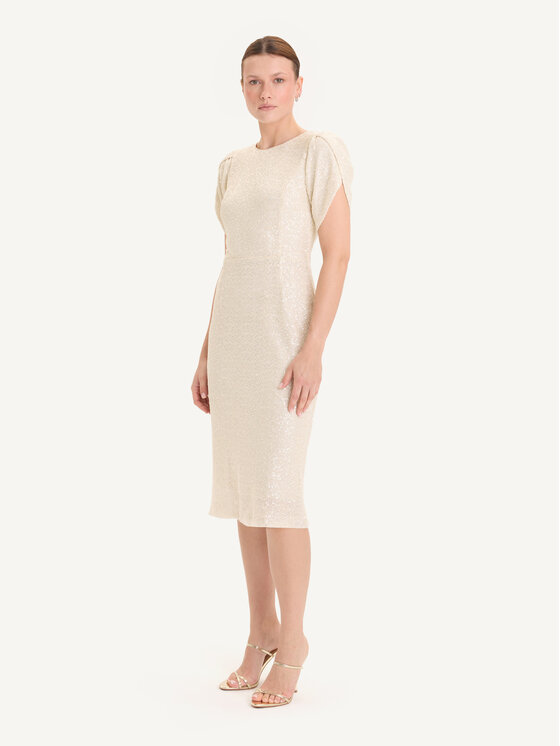 KMX KMX Sukienka koktajlowa 925900001 Beżowy Fitted Fit