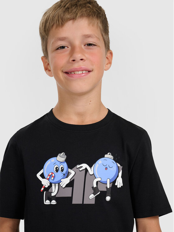 4F 4F T-Shirt CHRISTMAS DROP Czarny Regular Fit