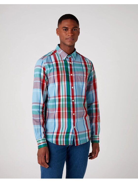 Wrangler Wrangler Koszula LS 1PKT BDOWN SHIRT Kolorowy Regular Fit