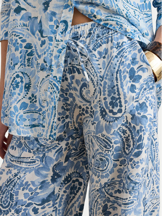 LAUREN RALPH LAUREN LAUREN RALPH LAUREN Medžiaginės kelnės 200P08927001 Šviesiai mėlyna Wide Leg