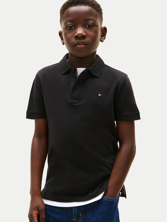 Tommy Hilfiger Tommy Hilfiger Tricou polo Flag KB0KB09103 Negru Regular Fit