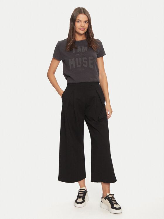 Deha Deha Kalhoty culottes D12676 Černá Loose Fit