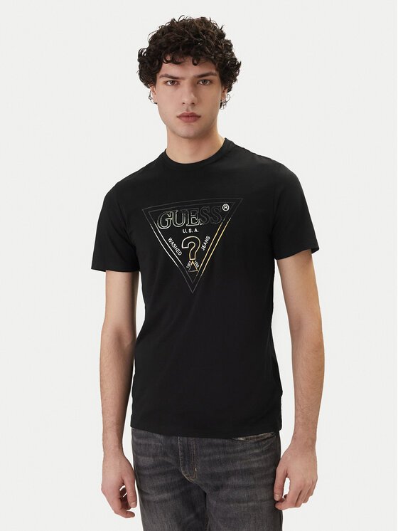 Guess Tricou M6GI11 K2992 Negru Slim Fit