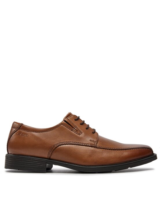 Pantofi Clarks Tilden Walk 261300957 Dark Tan Leather