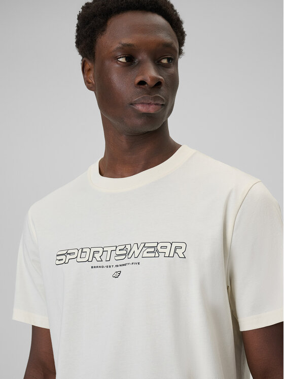 4F 4F T-Shirt BRAND CODE Kremowy Regular Fit