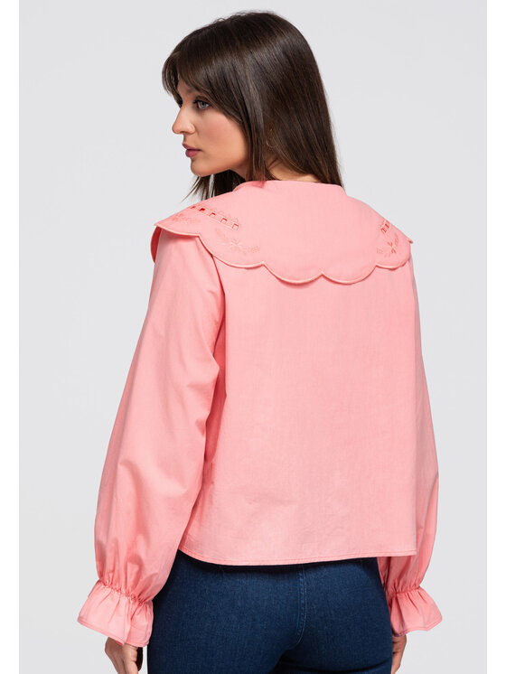 Ombre Ombre Koszula OW-SH-E0044 Koralowy Loose Fit