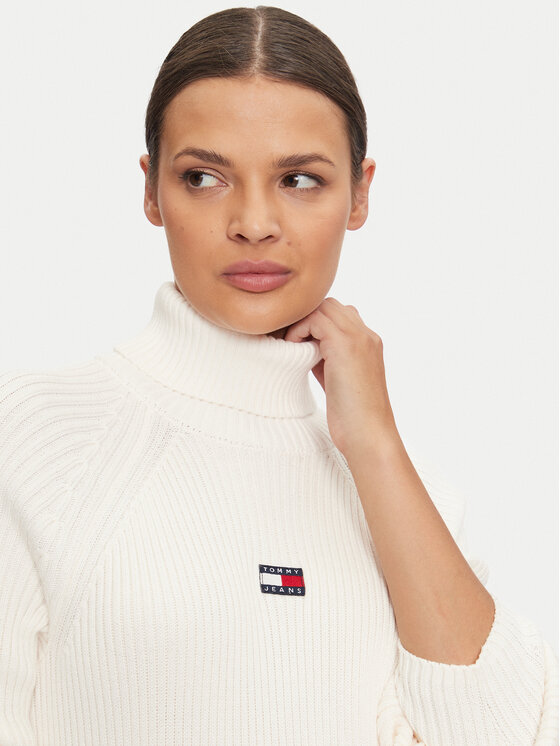 Tommy Jeans Tommy Jeans Džemper haljina DW0DW19815 Écru Regular Fit
