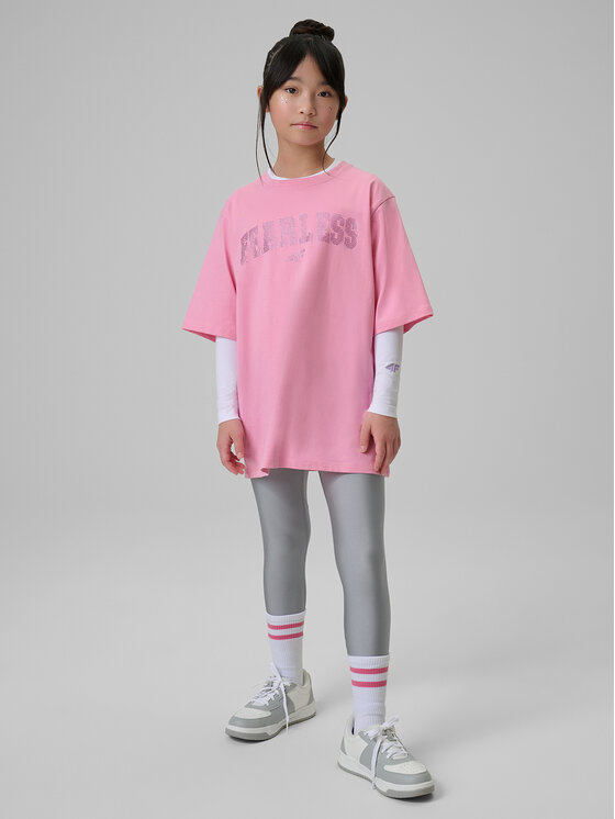 4F 4F T-Shirt SHINE ACADEMY Różowy jasny Regular Fit