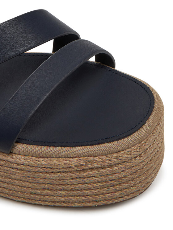 Tommy Hilfiger Tommy Hilfiger Espadrilės Ankle Strap Leather Platform FW0FW08497 Tamsiai mėlyna