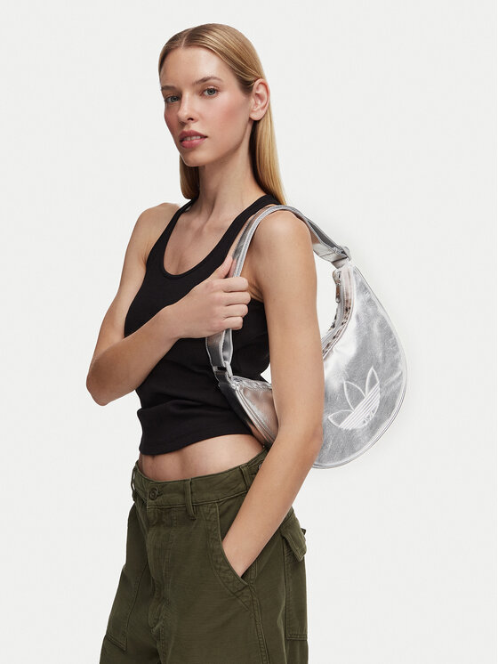adidas adidas Handtasche Adicolor Half Crescent Bag Metallic Pu KR1562 Silberfarben