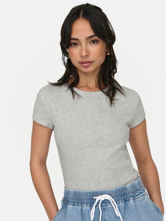 ONLY ONLY T-Shirt Elina 15320229 Szary Slim Fit