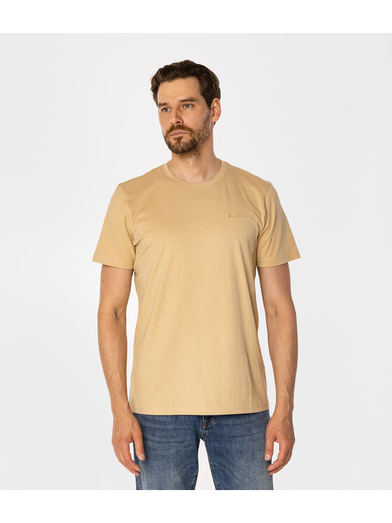 Lee Cooper Lee Cooper T-Shirt OBUTCH Beżowy Regular Fit