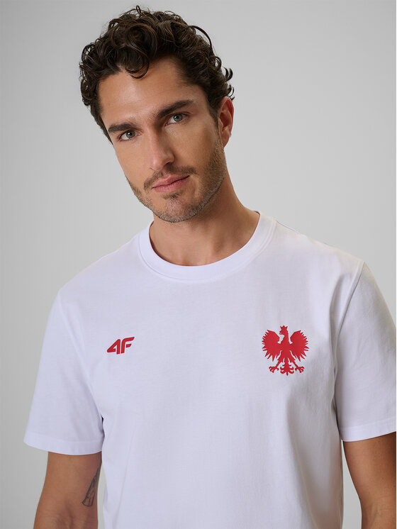 4F 4F T-Shirt STREFA KIBICA Biały Regular Fit