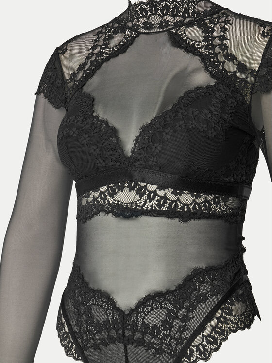 Hunkemöller Hunkemöller Bodi Daisy 300243 Must Slim Fit