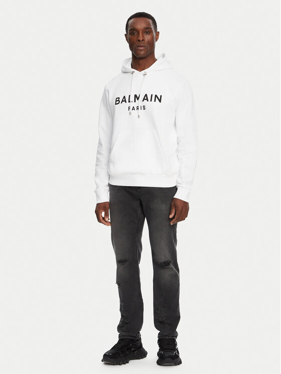 Balmain Balmain Majica dugih rukava DH1JR002BB65 Bijela Regular Fit