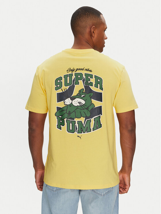Puma Puma T-Shirt Graphics Super 629639 Žlutá Relaxed Fit