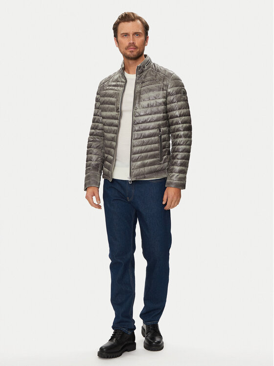 Milestone Milestone Kurtka skórzana Malik 431013 60215 Szary Regular Fit