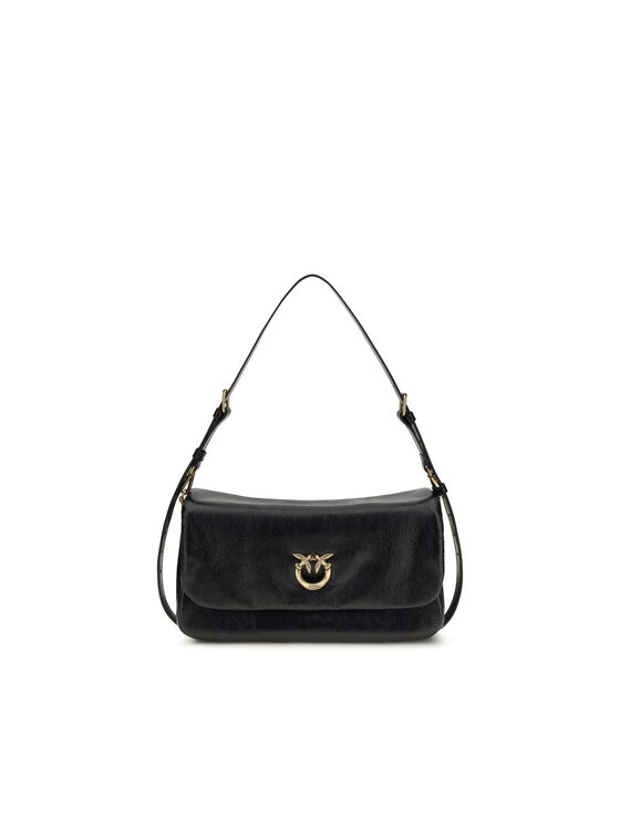 PINKO PINKO Torebka Black Calf Leather Bos Taurus Shoulder Czarny