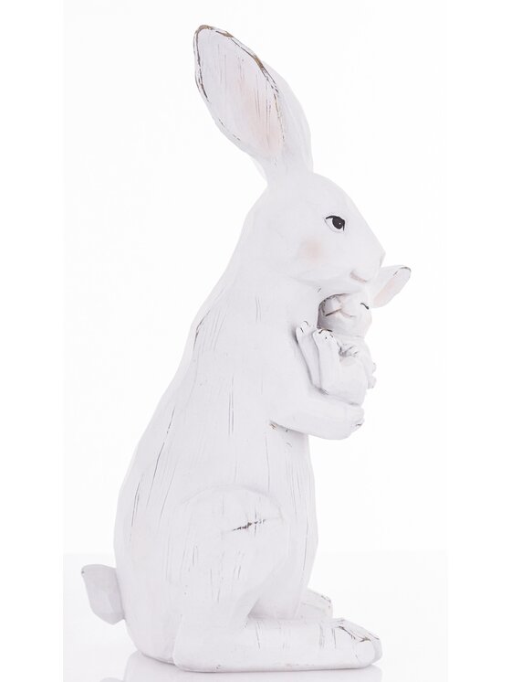 MIAhome MIAhome Figurka króliczka z malcem w objęciach Biały