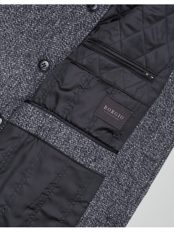 Borgio Borgio Płaszcz wełniany rivara_g1 Granatowy Slim Fit