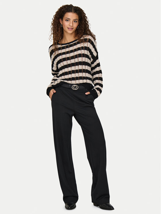 ONLY ONLY Bavlnené nohavice Poptrash 15341829 Čierna Straight Fit